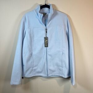 Natural Reflections Full Zip Fleece Jacket Light Blue Zip Pocket Cozy NEW Medium